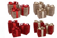SPARKLE RED/GOLD GIFTBOX WITH LED S/3 25X20CM
