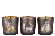 JOLLY ANTRACITE/GOLD T-LIGHTS ASS 15X15CM