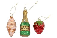 GLASSBALL ORNAMENTS FRENCH BREAKFEAST 6X5X8CM