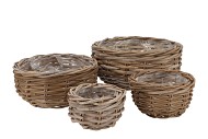 RATTAN IVY BASKET ROUND BELLY S/4 D13/19/26/32 H 8/10/13/14