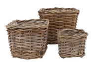 RATTAN IVY BASKET SQUARE S/3 W15/20/25 H13/18/22