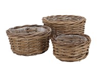 RATTAN IVY BASKET ROUND LOW S/3 D20/25/30 H10/12/15