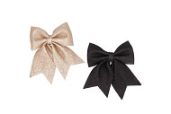 DECO SHINE BOW BLACK/CHAMPAGNE 12X13CM ASS PER 2