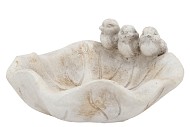 CONCRETE BIRD BOWL ANTIQUE LEAF BIRDS 24X24X11CM