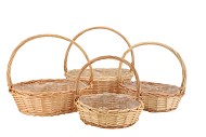 WICKER BASKET RUBY WITH HANDLE NATURAL 45X42X38CM  SET 4