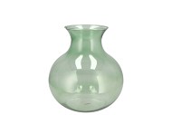 MIRA GREEN GLASS CONE NECK SPHERE VASE 16X16X17CM