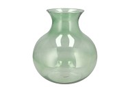 MIRA GREEN GLASS CONE NECK SPHERE VASE 25X25X27CM