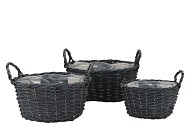 WICKER BASKET BLACK OVAL POT SET 3DLG 31X24X16CM