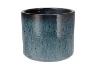 JAVEA CILINDER POT GLAZED BLUE 17X15CM NM
