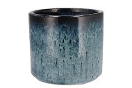 JAVEA CILINDER POT GLAZED BLUE 20X18CM NM