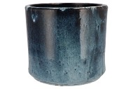 JAVEA CILINDER POT GLAZED BLUE 26X23CM