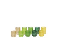 BICOLORE CANDLE H GREEN MIX ROUND ASS SET OF 2 5,5X7CM