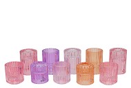 BICOLORE CANDLE H COLOR MIX ROUND ASS SET OF 2 5,5X7CM