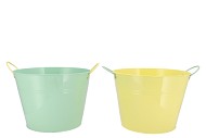 ZINC BASIC PASTEL GREEN/YELLOW EARS BUCKET 27X20CM