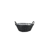 WICKER BASKET LOW WITH EARS BLACK BOWL 19X9CM