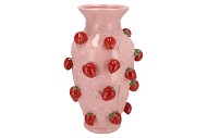 FRUIT STRAWBERRY LIGHT PINK VASE 24X38CM