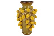 FRUIT LEMON OLIVE GREEN VASE 24X38CM NM