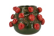 FRUIT STRAWBERRY GREEN POT 24X19CM