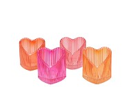 LOVE HEARTS ORANGE MIX STRUCTURE STRIPED T-LIGHT ASS 7X8CM N