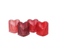 LOVE HEARTS RED MIX STRUCTURE STRIPED T-LIGHT ASS 7X8CM