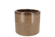 JAVEA CILINDER POT GLAZED TAUPE 11X11CM