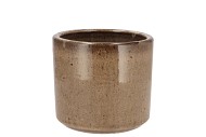 JAVEA CILINDER POT GLAZED TAUPE 13X12CM