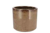 JAVEA CILINDER POT GLAZED TAUPE 15X14CM