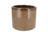 JAVEA CILINDER POT GLAZED TAUPE 17X15CM