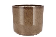 JAVEA CILINDER POT GLAZED TAUPE 20X18CM