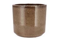 JAVEA CILINDER POT GLAZED TAUPE 24X21CM