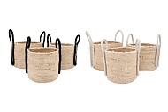 VENICE BLACK/WHITE BASKET HANDLES SET 3 35X28/32X26/26X25 NM