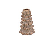 CONCRETE GOLDEN PINE TREE CANDLE HOLDER 10X10X15CM