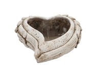 CONCRETE SAINT HEART TOP WINGS PLANTER CURVED 26X24X9CM NM