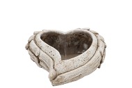 CONCRETE SAINT HEART TOP WINGS PLANTER CURVED 22X20X7CM NM