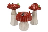 BIRD MUSHROOM VASE RED ASS 18X18X31CM NM