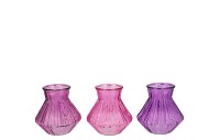 ROMAN SKY PURPLE CLEAR MIX DIAMOND GLASS VASE ASS 13X13CM NM