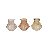 ROMAN WARM SAND CLEAR MIX DIAMOND GLASS VASE ASS 13X13CM NM