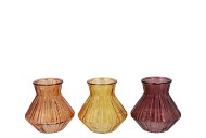 ROMAN AUTUMN CLEAR DIAMOND GLASS VASE ASS 13X13CM NM