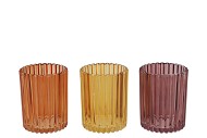 ROMAN AUTUMN MIX GLASS CANDLE HOLDER ASS 8X8X10CM NM