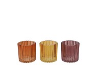ROMAN AUTUMN MIX GLASS CANDLE HOLDER ASS 8X8X8CM NM