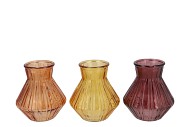 ROMAN AUTUMN CLEAR DIAMOND GLASS VASE ASS 15X17CM NM