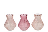 ROMAN SWEETS PINK CLEAR MIX DIAMOND GLASS VASE ASS 15X21 NM
