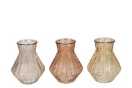 ROMAN WARM SAND CLEAR MIX DIAMOND GLASS VASE ASS 15X21 NM