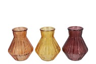 ROMAN AUTUMN CLEAR DIAMOND GLASS VASE ASS 15X21CM NM