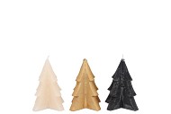 CANDLE FROSTY PINE TREE BLACK MIX 6X8CM ASS