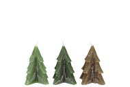 CANDLE FROSTY PINE TREE GREEN MIX 6X8CM ASS