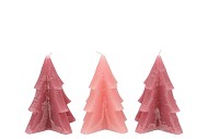 CANDLE FROSTY PINE TREE SWEETS PINK MIX 9X12CM ASS
