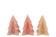 CANDLE FROSTY PINE TREE WARM SAND MIX 9X12CM ASS