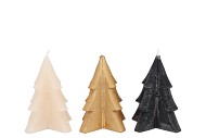 CANDLE FROSTY PINE TREE BLACK MIX 9X12CM ASS