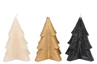 CANDLE FROSTY PINE TREE BLACK MIX 12X15CM ASS